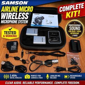 Samson AirLine Micro Wireless Camera Microphone System AL2 AR2 Complete Kit